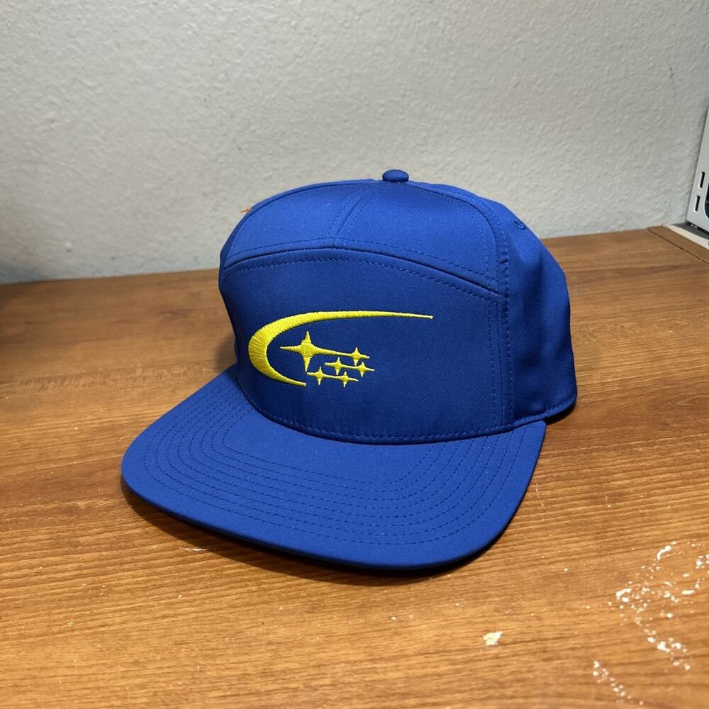 Subaru Snapback Hat Black Blue Embroidered Logo